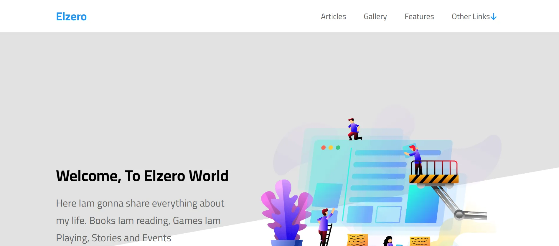 Elzero personal website template by Mina Mamdouh showcasing life events
