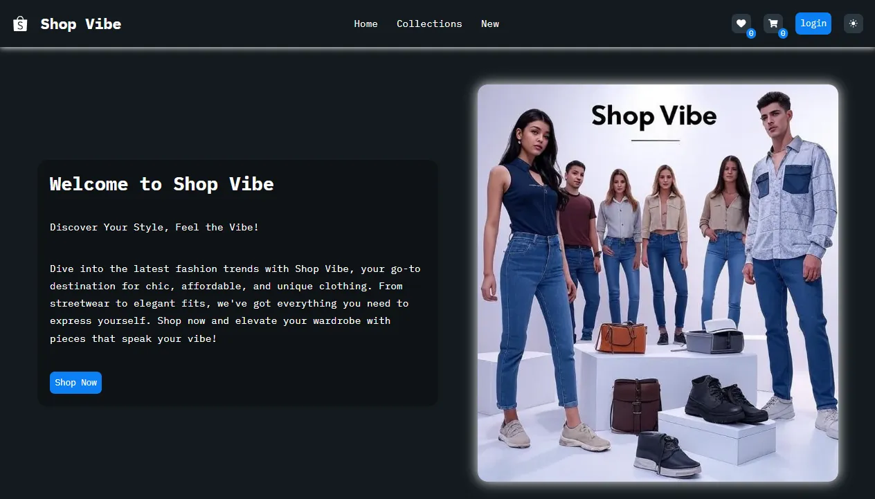 Shop Vibe e-commerce platform by Mina Mamdouh with authentication, cart, wishlist, and Paymob integration